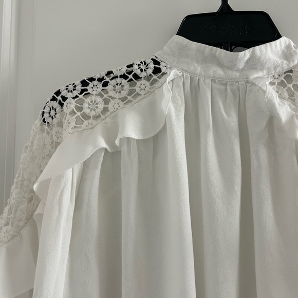 FREE PEOPLE • White Laced Flowy Blouse • M/L - Picture 4 of 7